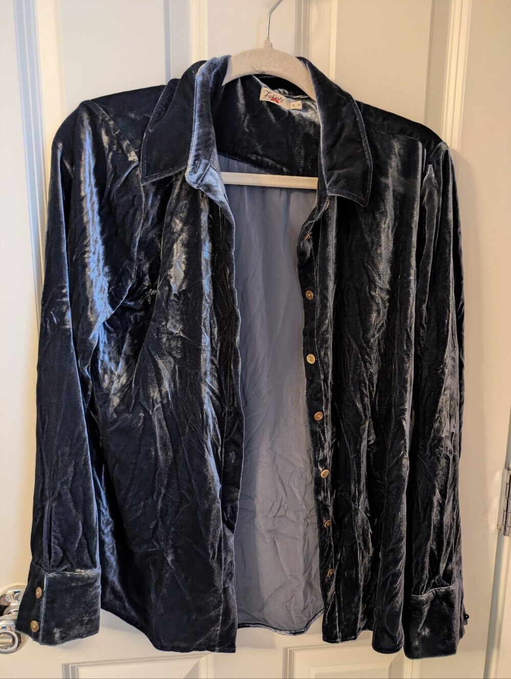 Faherty Button Up Silk Blend Shirt S Blue